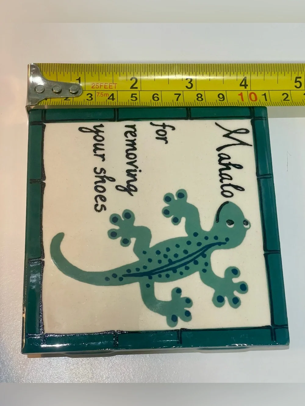 Banana Patch Studio “Mahalo for Removing Your Shoes” Handpainted Hawaiian Tile